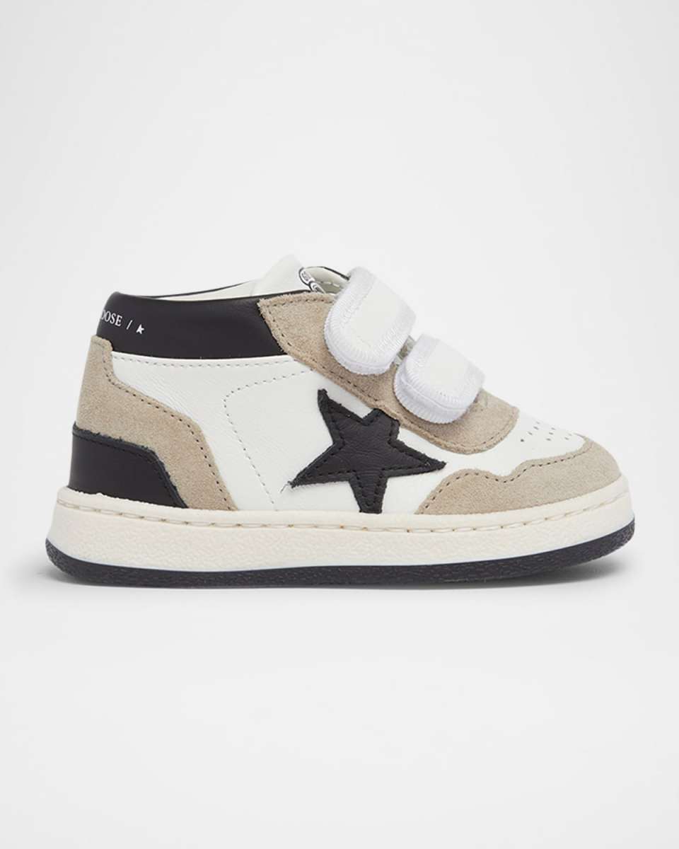 Boy's June Basket Mixed-Leather Grip-Strap Sneakers, Baby/Toddler